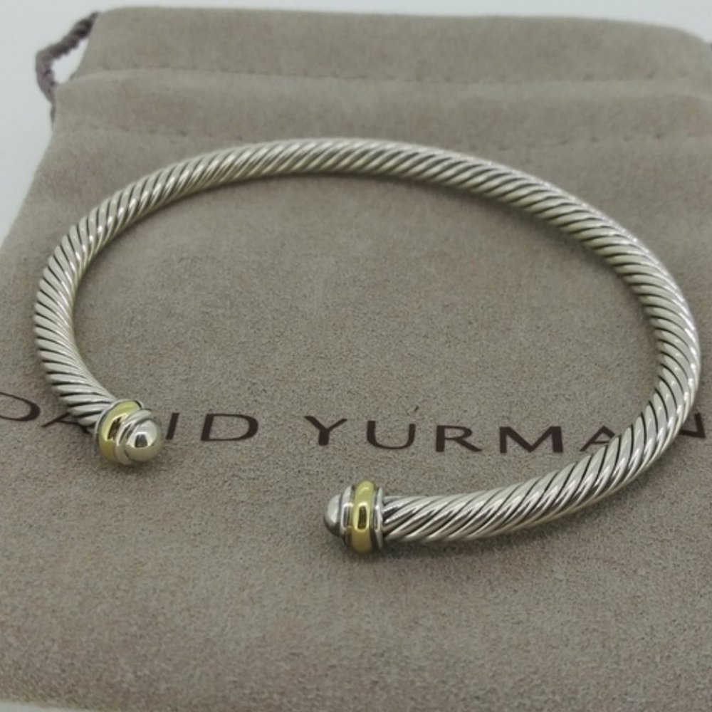 David Yurman 4mm Cable Bracelet with 18k Gold